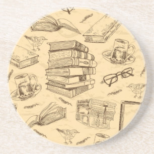 Book pattern coaster