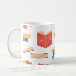 Book pattern coffee mug