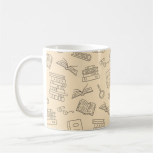 Book pattern coffee mug