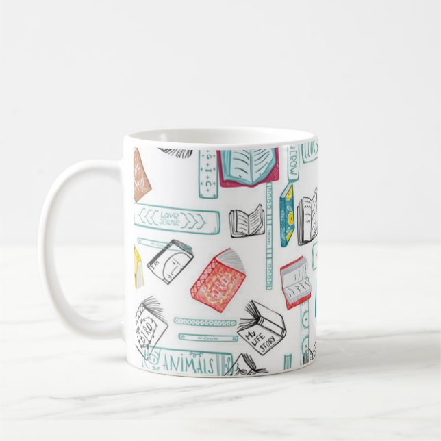 Book pattern coffee mug (Left)