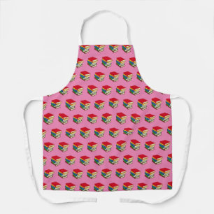 Book Pattern Colourful Pile of Books PINK Apron