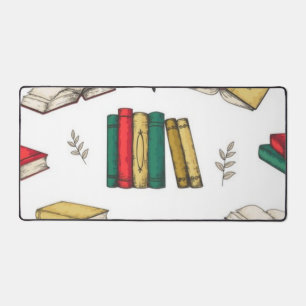 Book pattern desk mat
