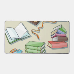 Book pattern desk mat