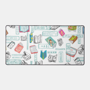 Book pattern desk mat