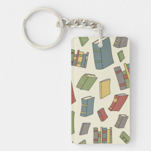 Book pattern key ring