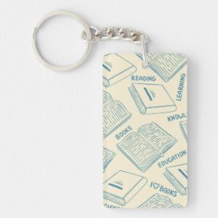 Book pattern key ring