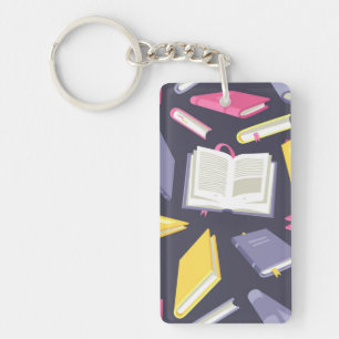Book pattern key ring