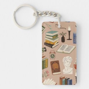 Book pattern key ring
