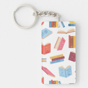 Book pattern key ring