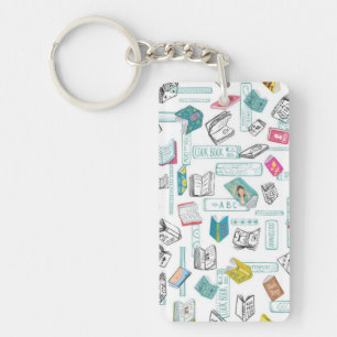 Book pattern key ring
