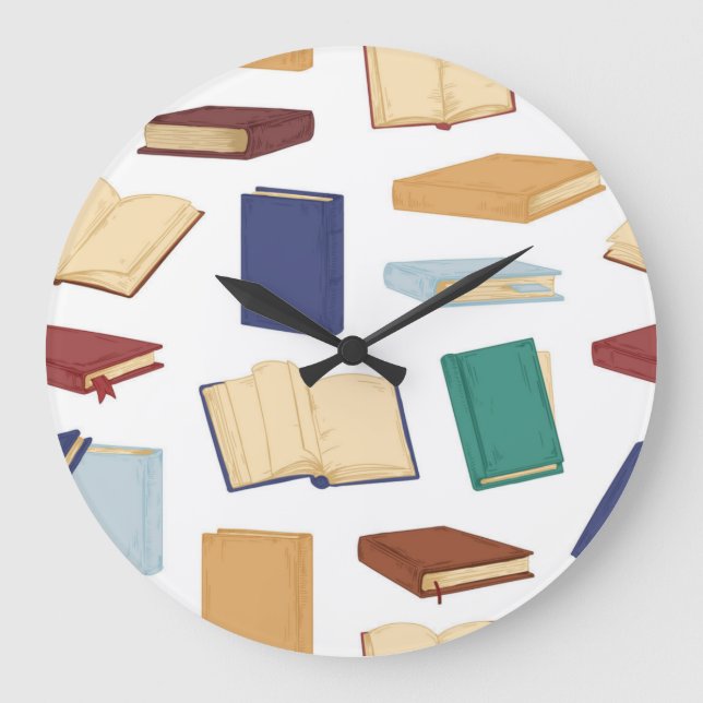 Book pattern large clock (Front)