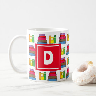 Book Pattern Monogram Coffee Mug