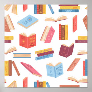 Book pattern poster