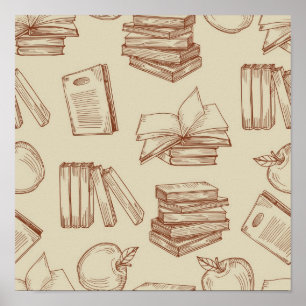 Book pattern poster