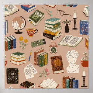 Book pattern poster