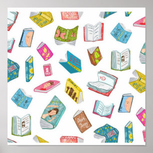 Book pattern poster