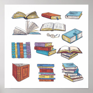 Book pattern poster