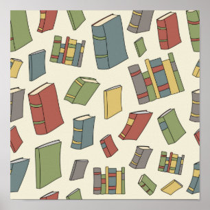Book pattern poster