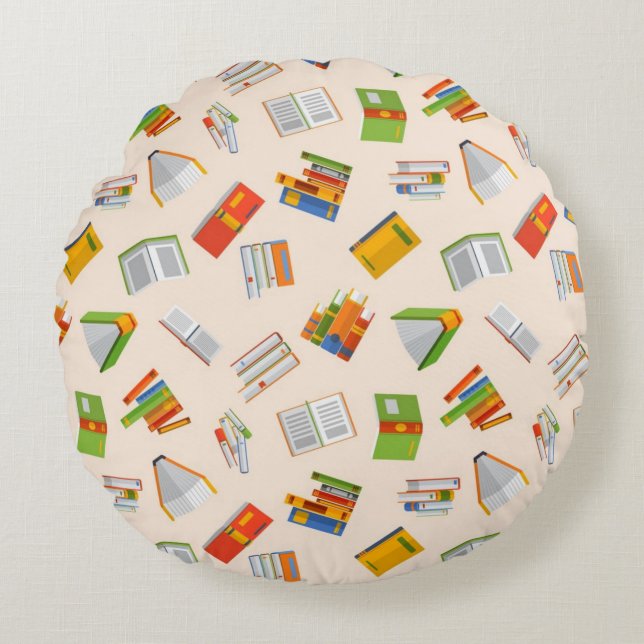 Book pattern round cushion (Front)