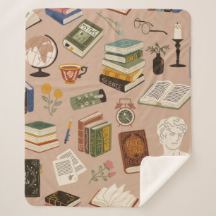 Book pattern sherpa blanket