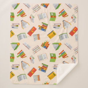 Book pattern sherpa blanket