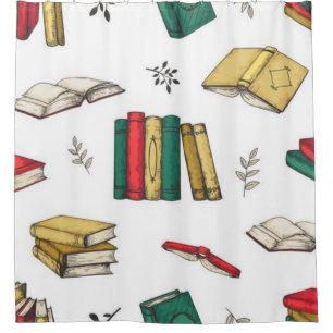 Book pattern shower curtain