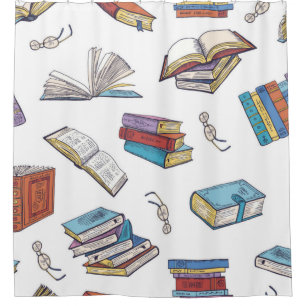 Book pattern shower curtain