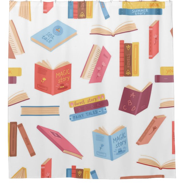Book pattern shower curtain (Front)