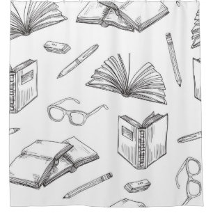 Book pattern shower curtain