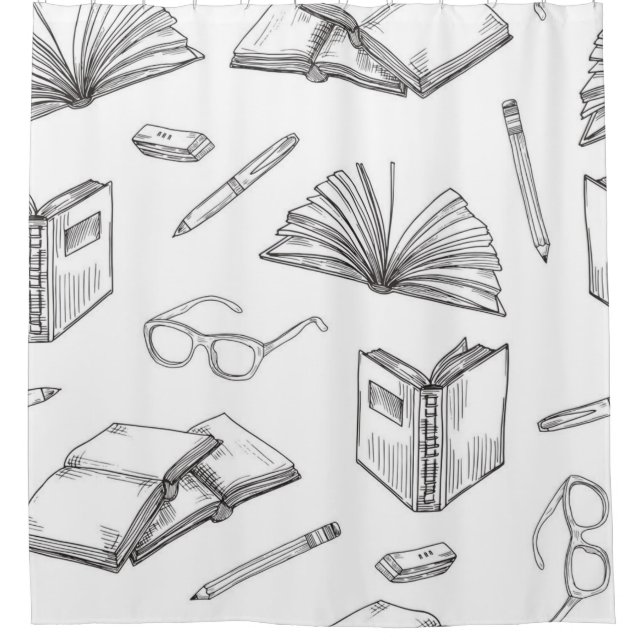 Book pattern shower curtain (Front)