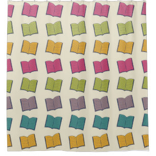 Book pattern shower curtain