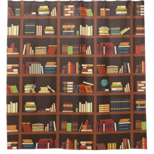 Book pattern shower curtain