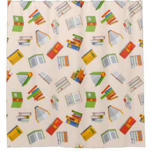 Book pattern shower curtain