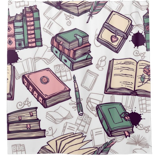 Book pattern shower curtain (Front)