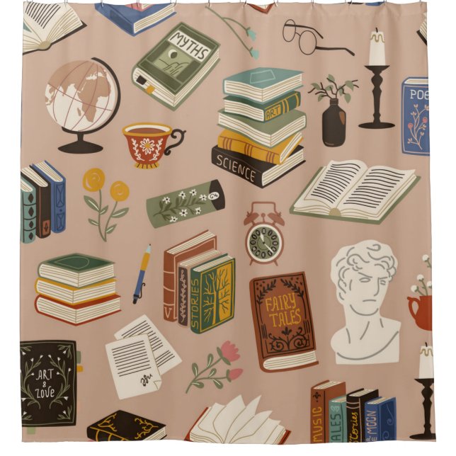 Book pattern shower curtain (Front)