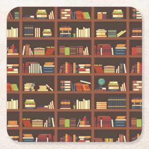 Book pattern square paper coaster