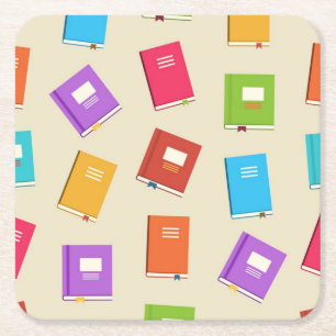 Book pattern square paper coaster
