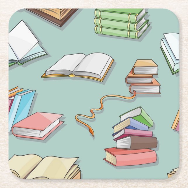 Book pattern square paper coaster (Front)
