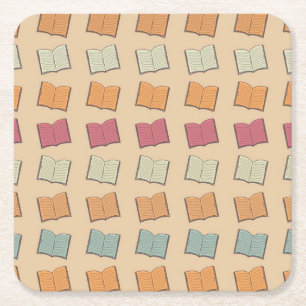 Book pattern square paper coaster
