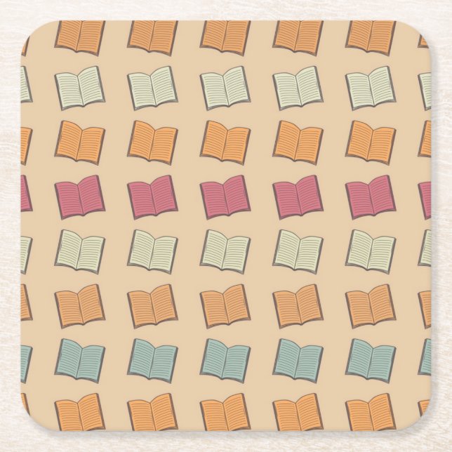 Book pattern square paper coaster (Front)