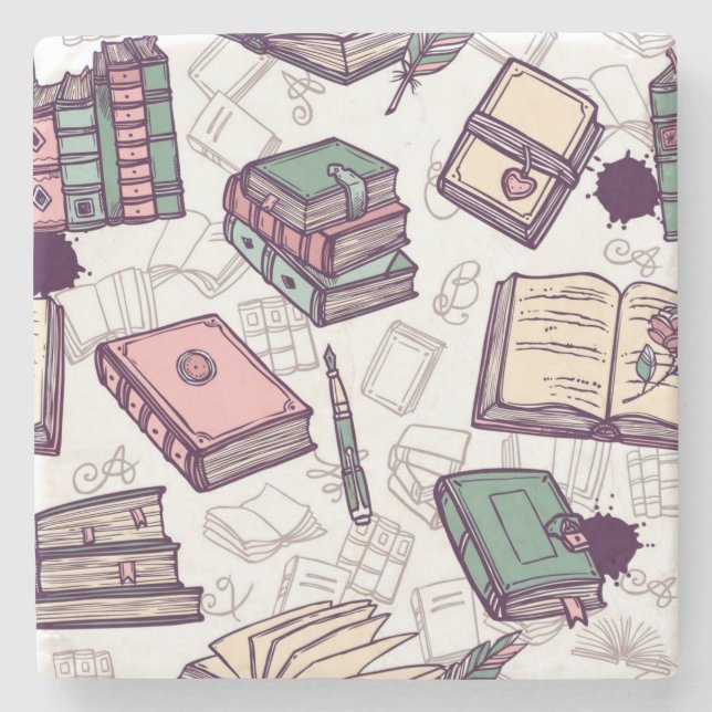 Book pattern stone coaster (Front)