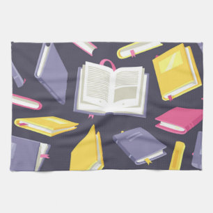 Book pattern tea towel