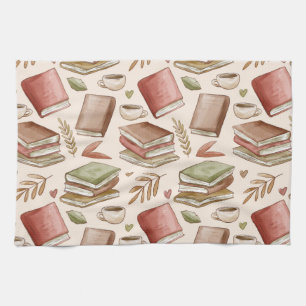 Book pattern tea towel