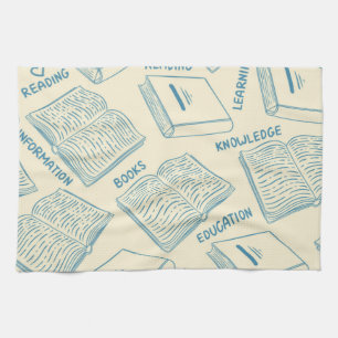 Book pattern tea towel