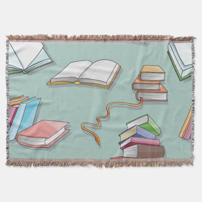Book pattern throw blanket (Front)