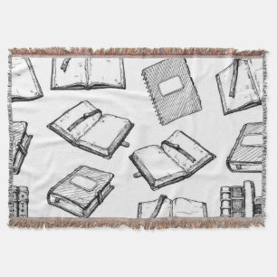 Book pattern throw blanket