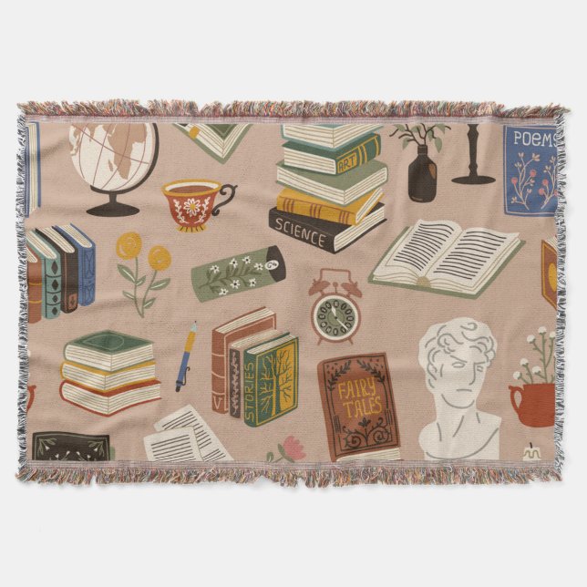 Book pattern throw blanket (Front)