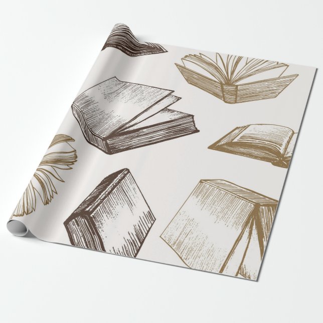 Book pattern wrapping paper (Unrolled)