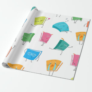 Book pattern wrapping paper