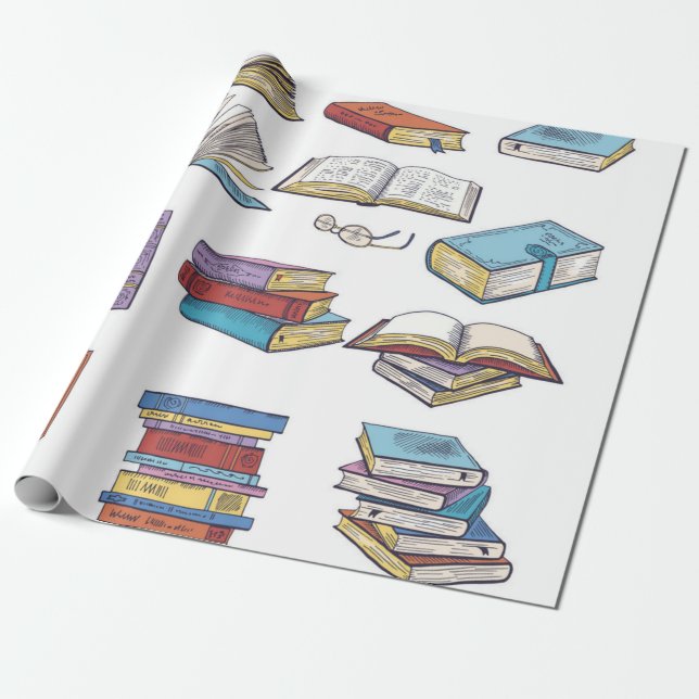 Book pattern wrapping paper (Unrolled)